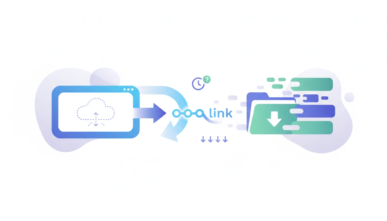Illustration of a user dragging a file towards a cloud link, conveying big file sharing and temporary transfer